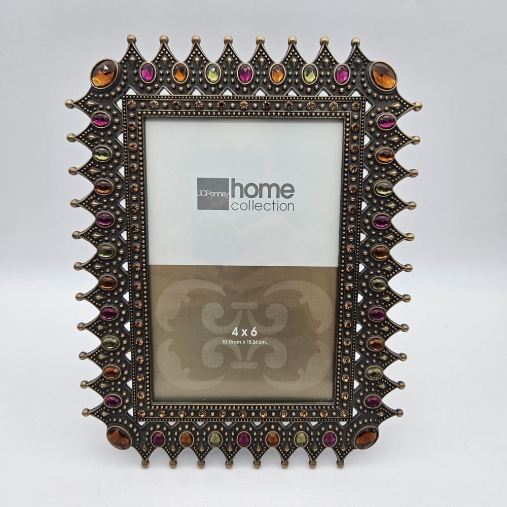 VTG JCPenny Home Collection Ornate Bejeweled Picture Frame Photo 4 x 6 Boho Y2K